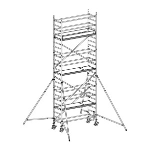 Andamio de aluminio con estabilizadores y 3 plataformas 065B49914