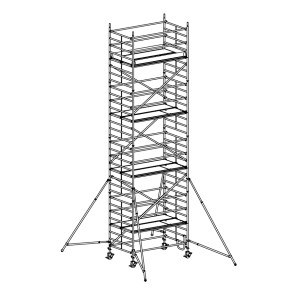 Andamio móvil modular con estabilizadores y 4 plataformas 065B49928