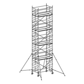 Andamio móvil modular con estabilizadores y 4 plataformas 065B49929