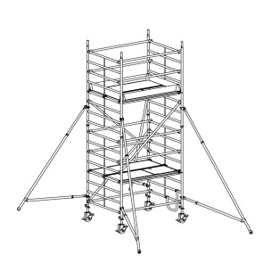 Andamio móvil modular con estabilizadores y 2 plataformas 065B49887