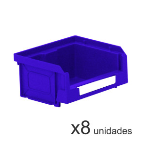 Pack de 8 Cajas Apilables con Apertura Frontal para Almacenamiento