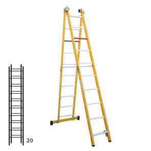 Escalera de fibra transformable dos tramos plegable 364B46357