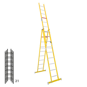 Escalera de fibra transformable tres tramos plegable 364B46362