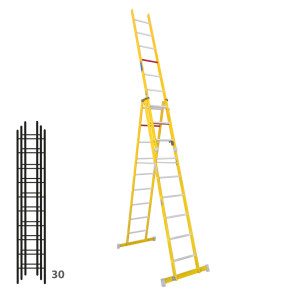 Escalera de fibra transformable tres tramos plegable 364B46365