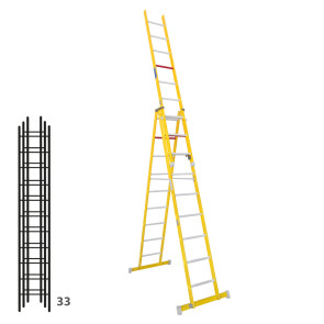 Escalera de fibra transformable tres tramos plegable 364B46366