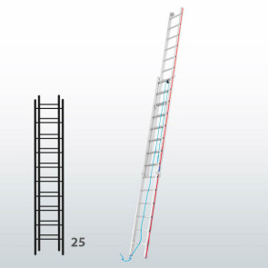 Escalera manual de dos tramos con cuerda 065B15845