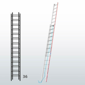 Escalera manual de dos tramos con cuerda 065B15848