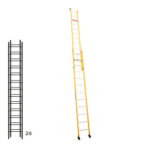 Escalera de fibra apoyable de dos tramos con cuerda 364B46305