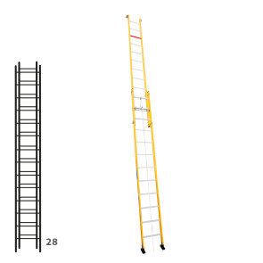 Escalera de fibra apoyable de dos tramos con cuerda 364B46306