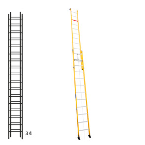 Escalera de fibra apoyable de dos tramos con cuerda 364B46309