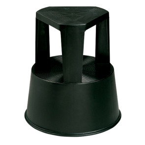 Taburete escalera de plástico con ruedas retráctiles - Negro 160B01568