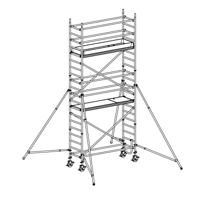 Andamio móvil modular con estabilizadores y 3 plataformas 065B49936