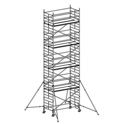 Andamio móvil modular con estabilizadores y 4 plataformas 065B49951