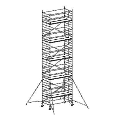 Andamio móvil modular con estabilizadores y 5 plataformas 065B49952