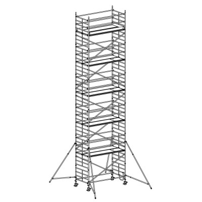 Andamio móvil modular con estabilizadores y 5 plataformas 065B49953