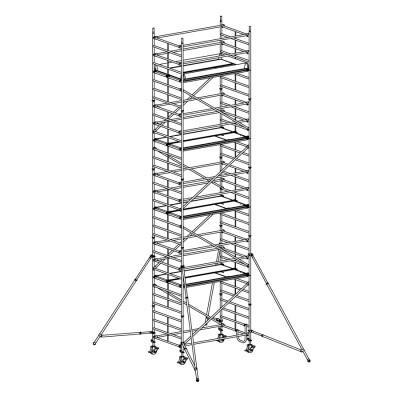 Andamio móvil modular con estabilizadores y 4 plataformas 065B49929