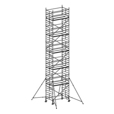 Andamio móvil modular con estabilizadores y 5 plataformas 065B49931