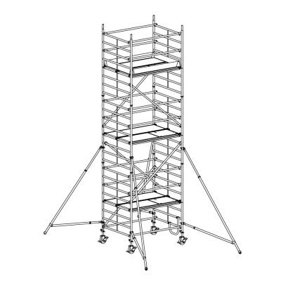 Andamio móvil modular con estabilizadores y 3 plataformas 065B49889