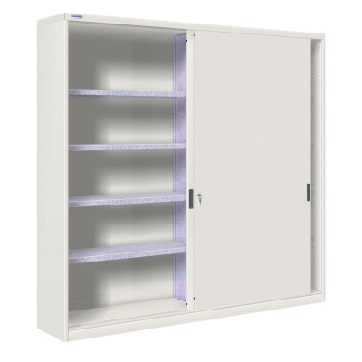 Armario metálico de puertas correderas, divisor y 8 estant. 328B24868