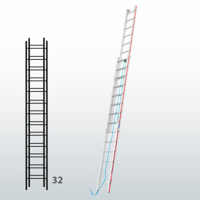 Escalera manual de dos tramos con cuerda 065B15847