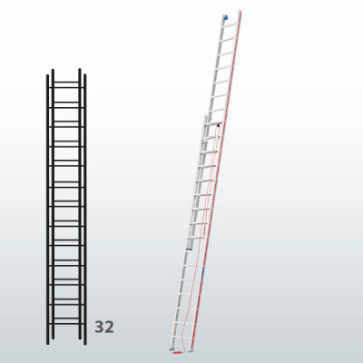 Escalera manual de dos tramos con cuerda 065B45802