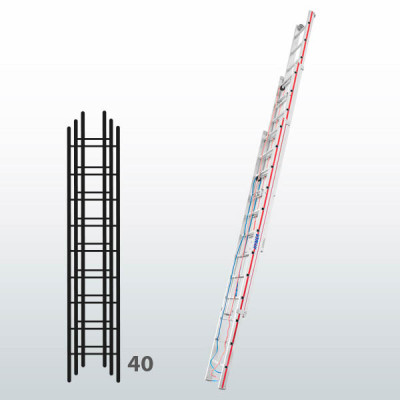 Escalera manual de tres tramos con cuerda 065B45807