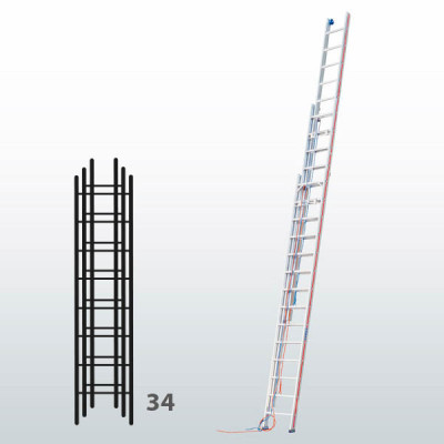 Escalera manual de tres tramos con cuerda 065B45808