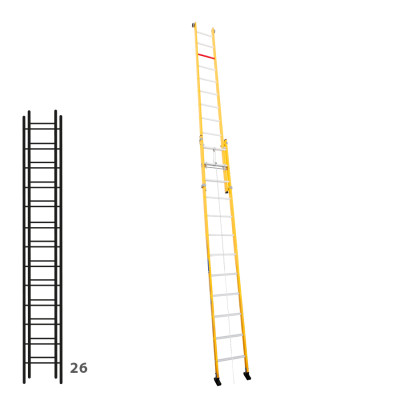 Escalera de fibra apoyable de dos tramos con cuerda 364B46305