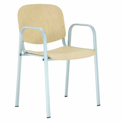 Silla para colectividades con asiento de madera 347B45109